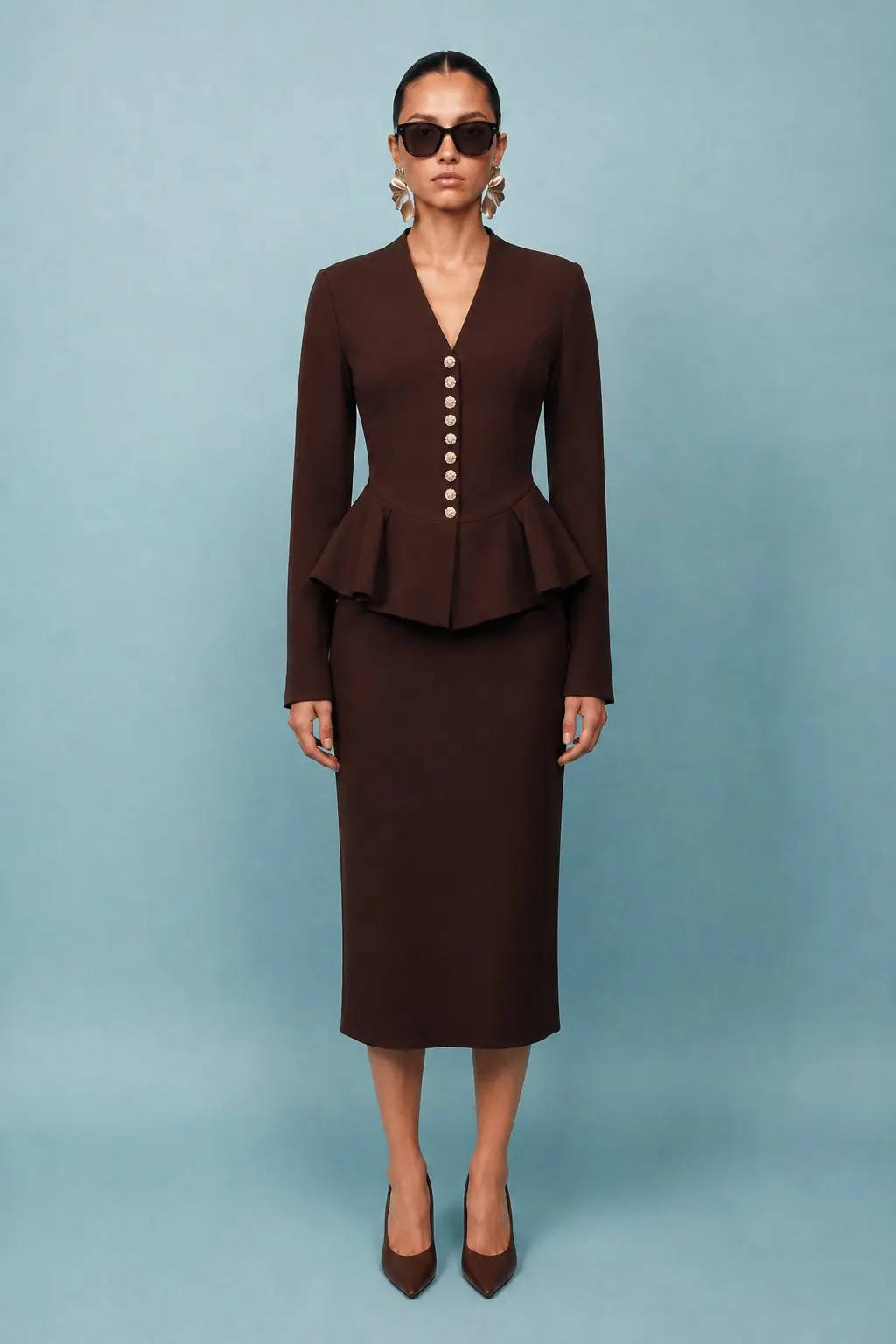 Ürün görseli: Odette Peplum Suit Kahverengi