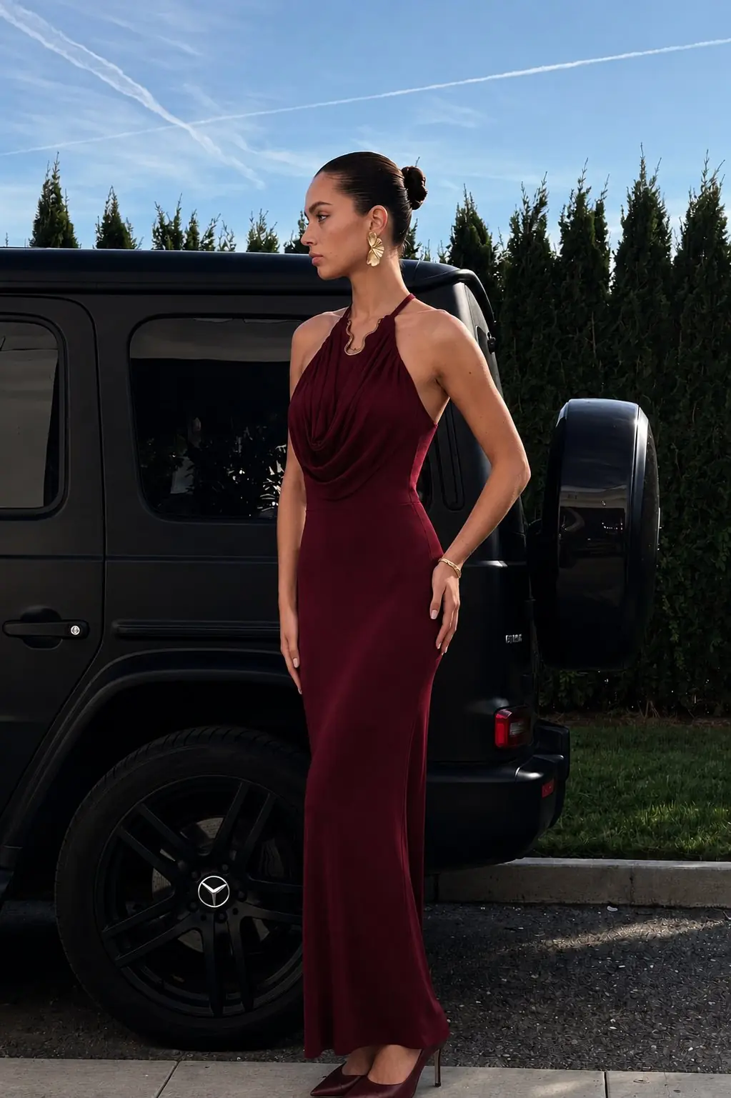 Blake Halter Yaka Elbise Bordo