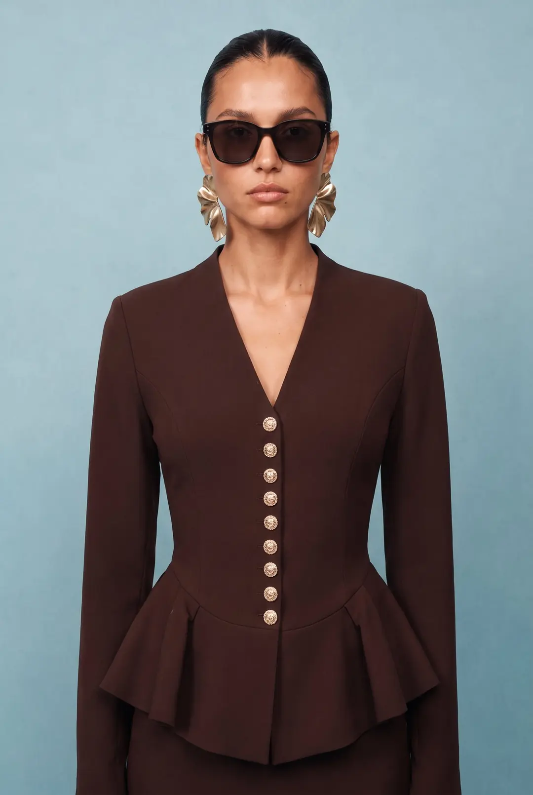 Odette Peplum Suit Kahverengi