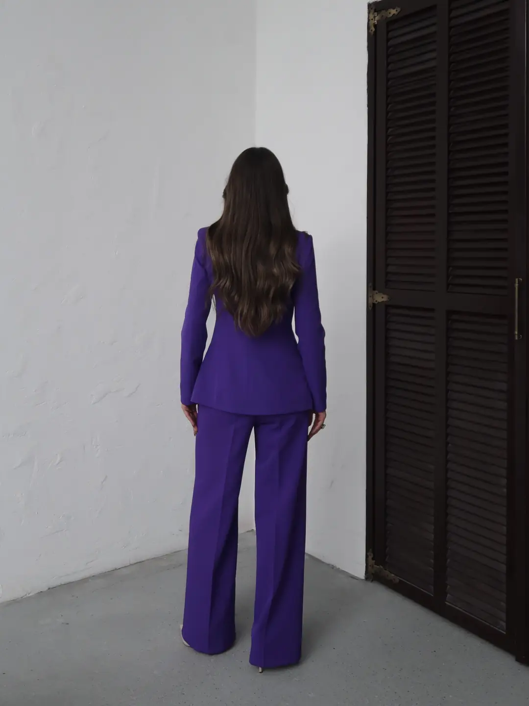 Lexi V Yaka Ceket Palazzo Pantolon Takım Mor