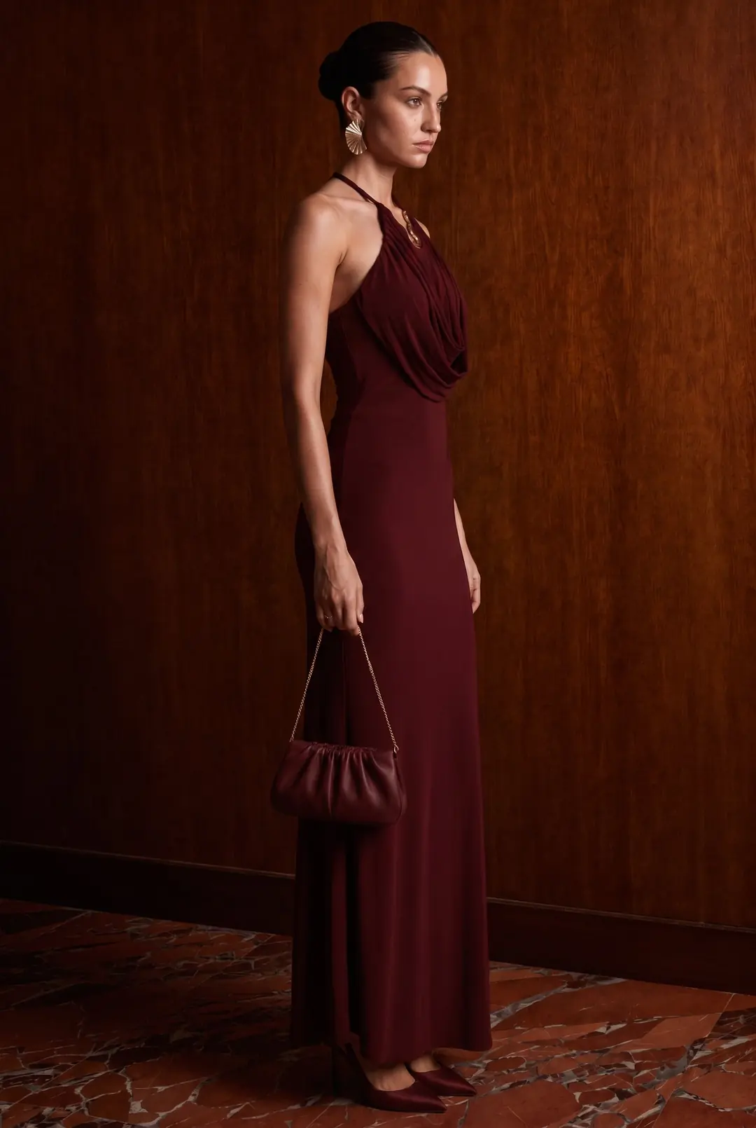 Blake Halter Yaka Elbise Bordo